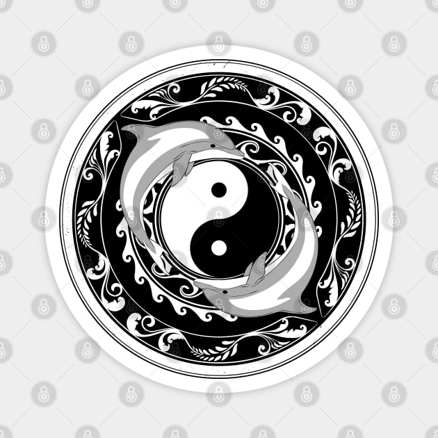 Yin Yang Dolphins Magnet by NicGrayTees