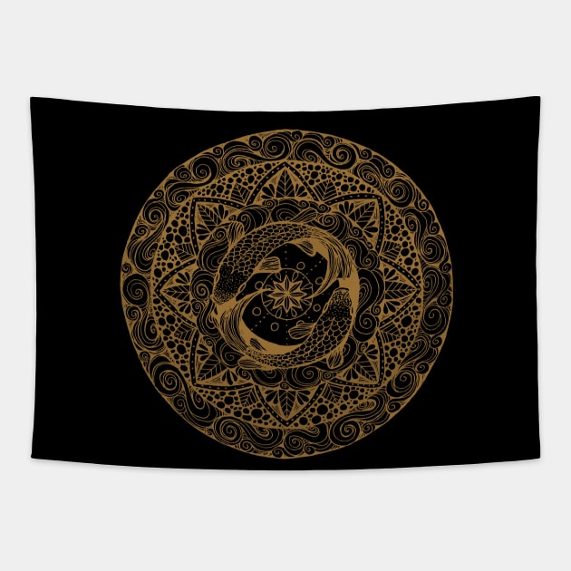 Koi Fish Mandala Tapestry by Heartsake