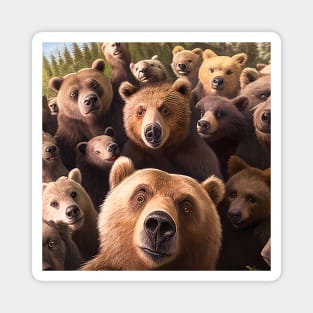 Bear Grizzly Wild Nature Funny Happy Humor Photo Selfie Magnet