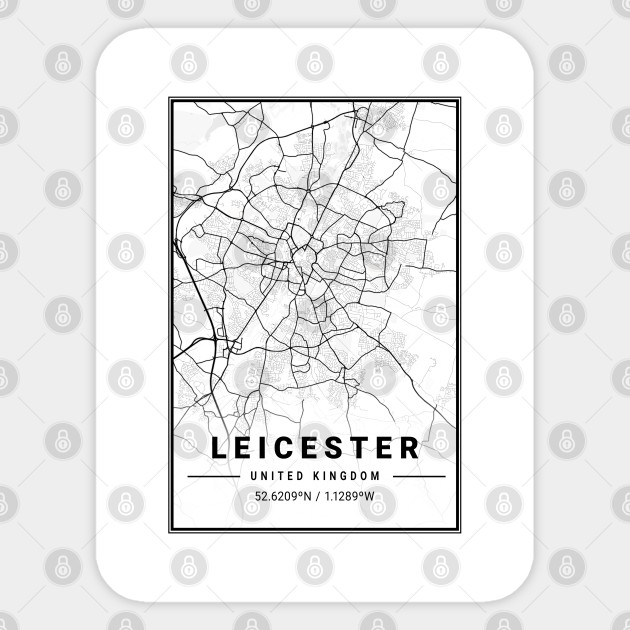 Leicester Light City Map Leicester Light City Map Sticker Teepublic