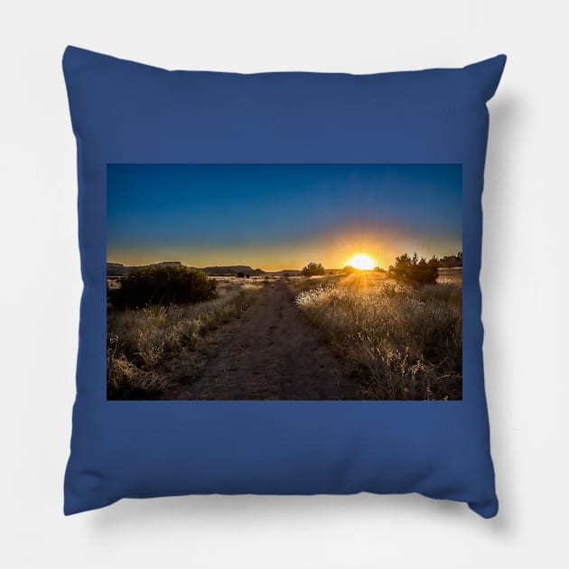 Black Mesa Hike At Sunrise Pillow by Debra Martz