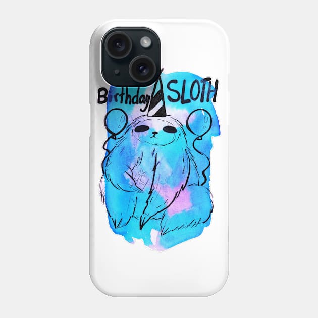 The Birthday Sloth Watercolor Phone Case by saradaboru