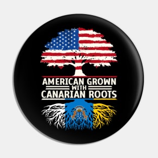 American Grown with Canarian Roots Flag Tree American Canarian heritage Pin