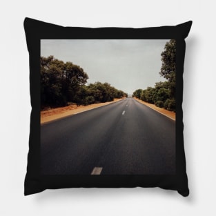 Car Driving Through Olive Tree Forest Pillow