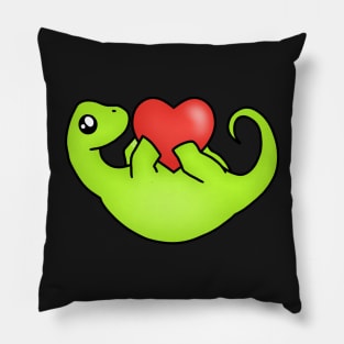 Valentines Day - Be My Valentine - Cute Brachiosaurus Holding a Heart Pillow