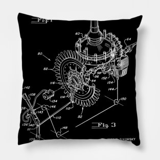 Combined Air Fan and Clutch for Engine Vintage Patent Hand Drawing Pillow