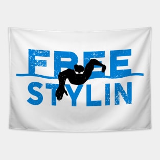 Freestyling Mens Swimming Tapestry