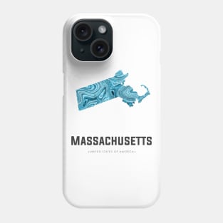 Massachusetts state map abstract blue Phone Case