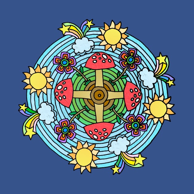 Mushroom & Rainbow Themed Mandala by gorff