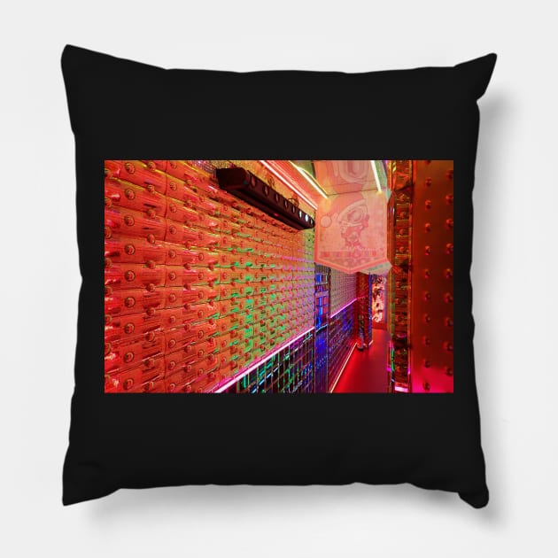 Robot Restaurant Entrance Pillow by SHappe