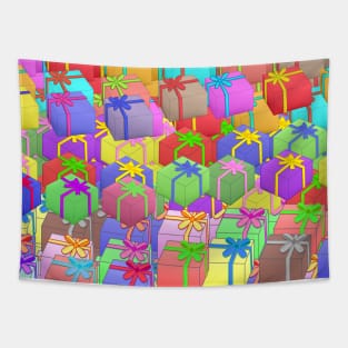 Gift box with ribbon big group pattern background Tapestry