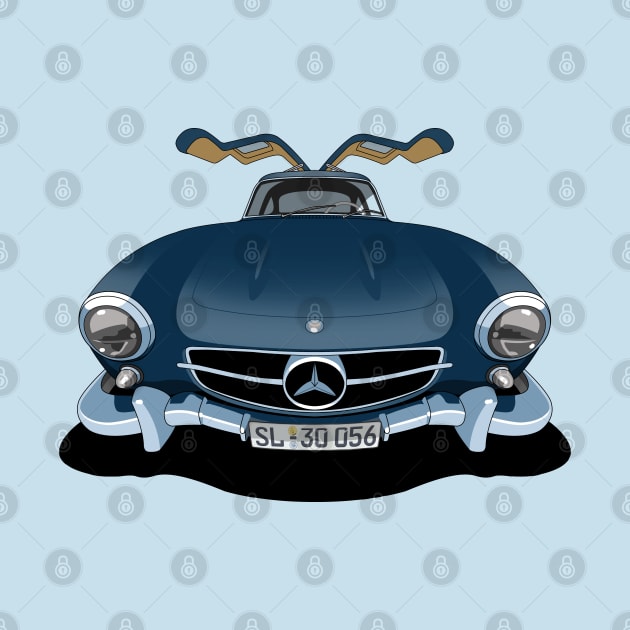 Mercedes Benz 300SL Gullwing in blue by candcretro