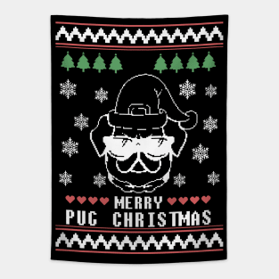 Merry pug Christmas Tapestry