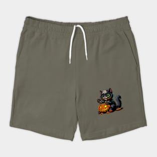 Halloween Pumpkin Carving Cat Shorts