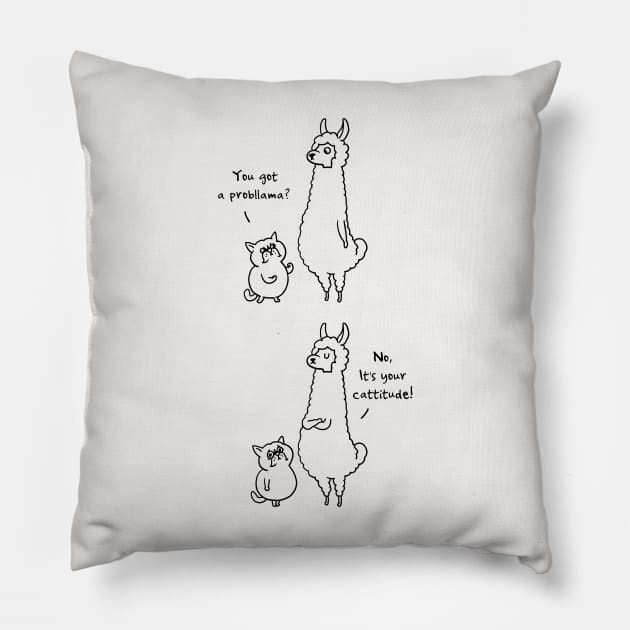 Cattitude ProbLlama Pillow by huebucket