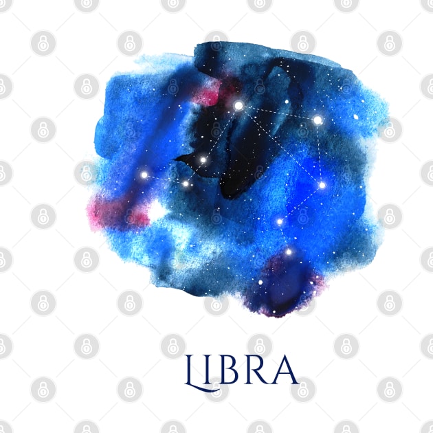 Libra Zodiac Sign - Watercolor Star Constellation by marufemia