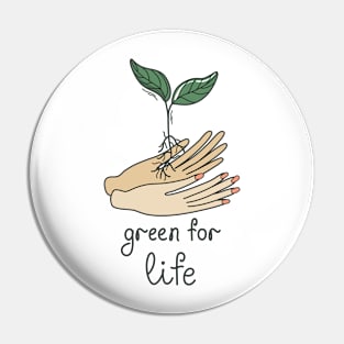 Hands holding green sprout Pin