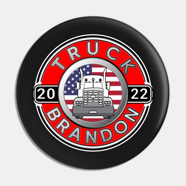 TRUCK BRANDON FREEDOM CONVOY  - USA FREEDOM CONVOY 2022 RED ROUND SILVER GRAY LETTERS Pin by KathyNoNoise