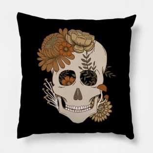 Autumn Floral Skull Pillow