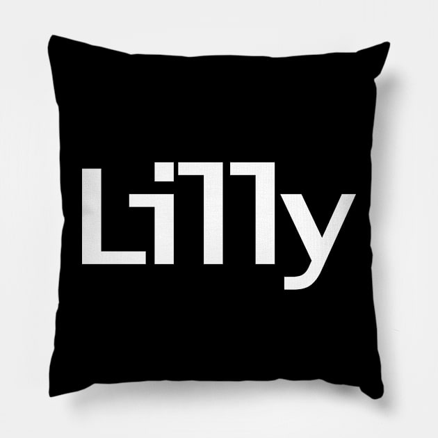 Lilly White Text Typography Pillow by ellenhenryart