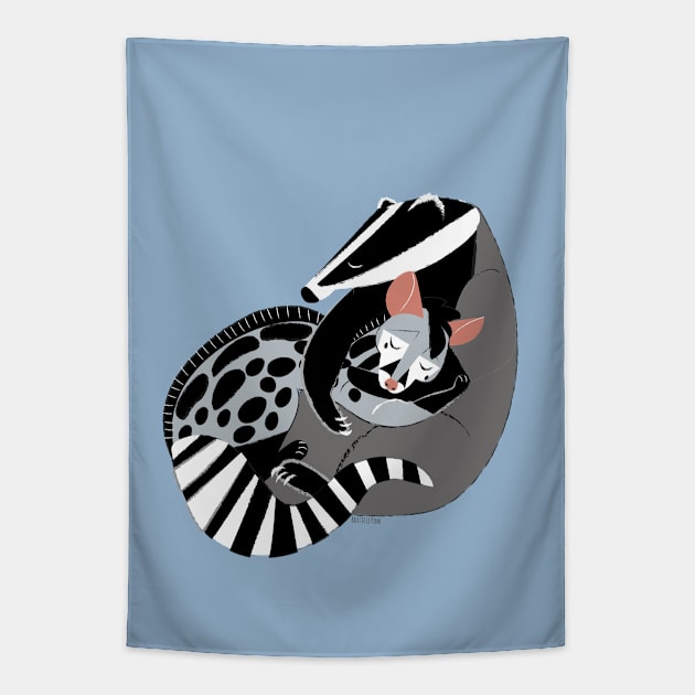 365 Love Need a Hug Badgers and Genets Tapestry by belettelepink