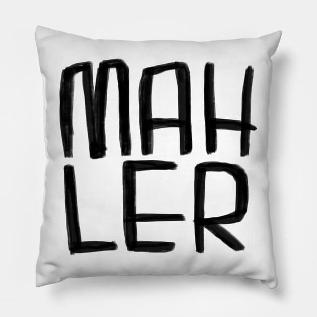 Composer Mahler Pillow by badlydrawnbabe