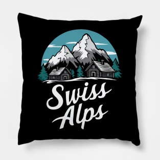 Swiss Alps. Retro Pillow