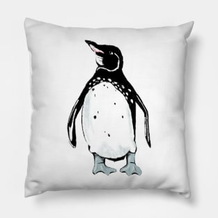 Galápagos Penguin pattern on greenish gray Pillow