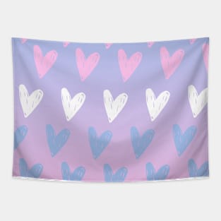 gradient blue pink and white hearts covers Tapestry