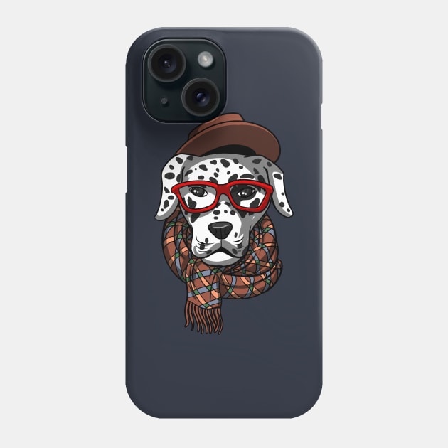 Hipster Dalmatian Dog Wearing Glasses Funny Geek Phone Case by underheaven