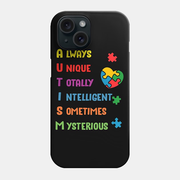 Autism Awareness Autism Acronym and Puzzle Piece Autistic Phone Case by mateobarkley67