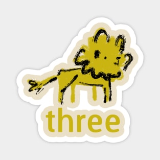 Lion - Three - Third Birthday Design Magnet