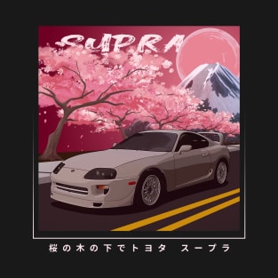 Toyota Supra MK4 A80 under Sakura tree JDM Car T-Shirt