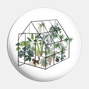 Cat Succulents Green House Pin