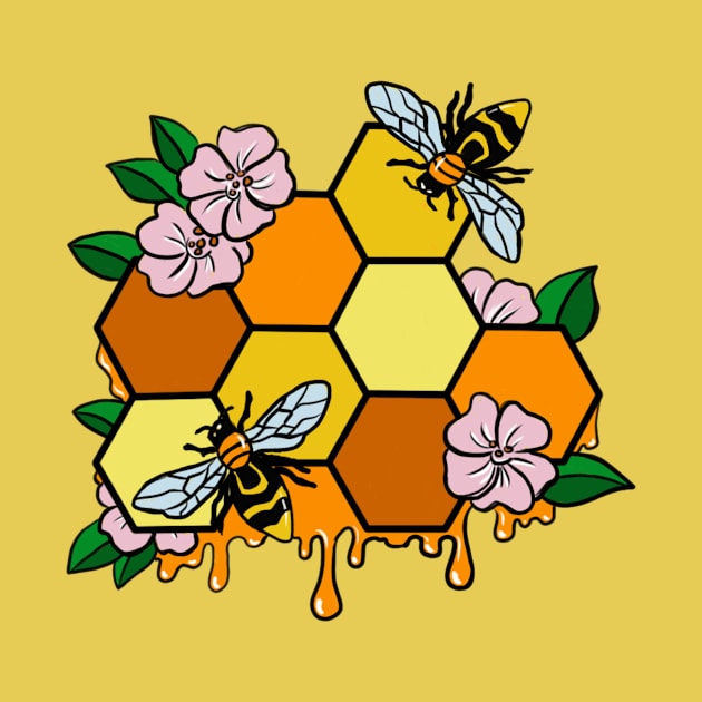 Honeycomb and Bees by noellelucia713