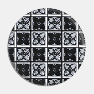 Square flowers - black and grey Pin