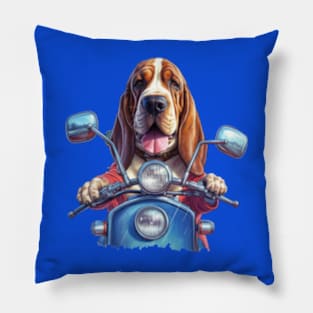 Dog biker funny dog driver cool basset hound biker gift ideas Pillow