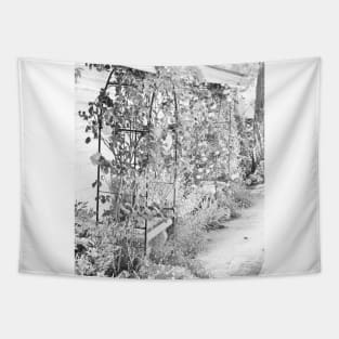 Flower Garden in Simple Gray-scale Solvang CA Tapestry