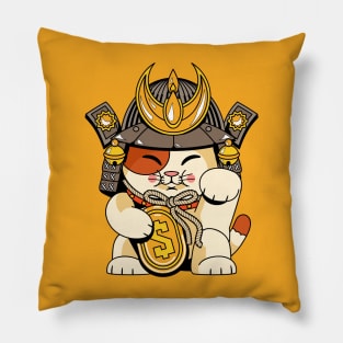 Lucky Cat Samurai (Maneki Neko) Pillow