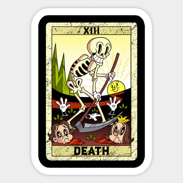 Grim Reaper Death Tarot Card Cartoon Number 13 Occult Death