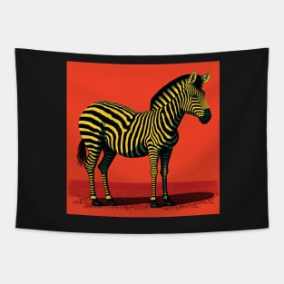 Zebra on an Orange Background Tapestry