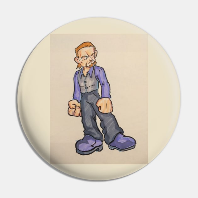 Angry Dwarven Mobster Pin by L3