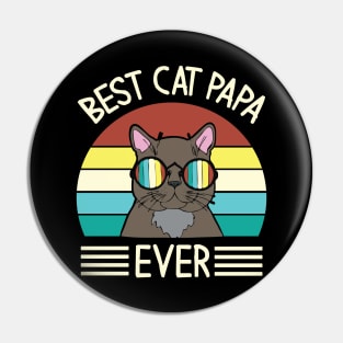 Vintage Cat Happy Father Day Best Cat Papa Ever Dad Grandpa Pin