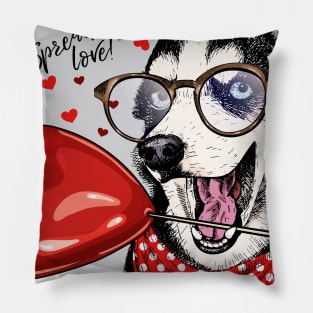 Husky Spread Love, Husky, Husky Dog, Husky Gift, Husky Gifts, Husky Print, Husky Art, Husky Painting, Husky Mom, Husky Dad, Gift For Husky Lover, Husky Lover Gift, Husky Owner, Husky Owner Gifts Pillow