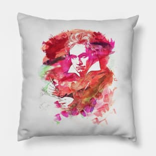 Ludwig van Beethoven Watercolor Remix Pillow