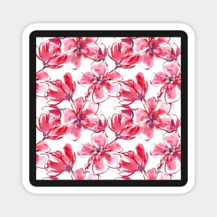 Pink and Red Watercolor Floral Magnet