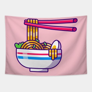 Noodle Egg With Chopstick Cartoon Tapestry