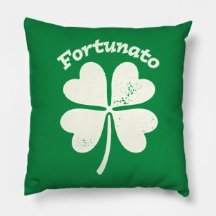 Fortunato Emblem - Distressed Four-Leaf Graphic Design Pillow