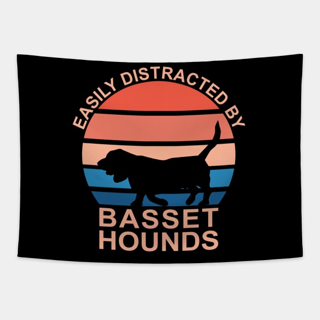 Easily Distracted By Basset Hounds Tapestry by DPattonPD