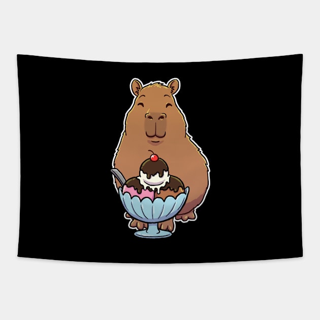 Capybara Ice Cream Tapestry by capydays